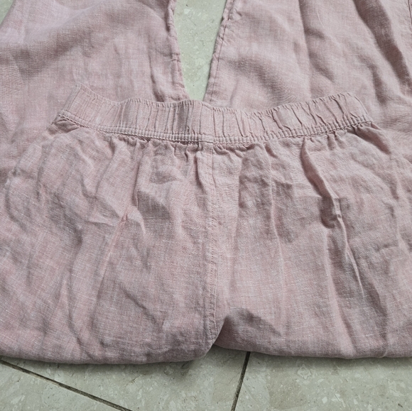 Women's Tahari Pink Linen Cropped Capri Pants - Medium - Picture 2 of 5